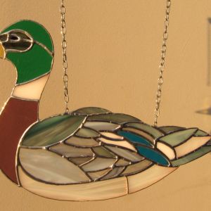 Accroche-lumière canard en vitrail Tiffany